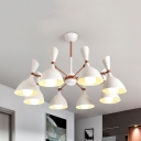 Macaron Black/White Chandelier 3/6/8 Lights Metal Pendant Light for Nursing Room Kindergarten