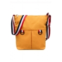 Stylish Colorblock Striped Strap Canvas School Shoulder Bag 24*12*33 CM