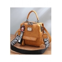 Trendy Letter Pattern Wide Strap Ribbon Pendant Embellishment School Shoulder Bag Satchel Handbag 19*11*20 CM