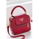 Popular Solid Color Metal Zipper Embellishment School Shoulder Bag Satchel Handbag 19*9*18 CM