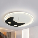 Animal Kitten LED Flush Mount Light Acrylic Black Ceiling Lamp in Warm/White for Girl Bedroom