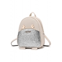 Stylish Metal Antlers Embellishment Sequined School Bag Leisure Backpack 23*13*27 CM
