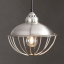 Dome Shade Kitchen Pendant Light with Iron Wire Single Light Industrial Hanging Light in Silver