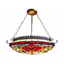 Tiffany Style Victorian Dome Chandelier Stained Glass Suspension Light for Hallway Hotel