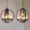 Metal Globe Suspension Light with Cylinder Shade 4/5 Lights Traditional Chandelier in Black for Bar