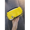 Trendy Color Block Chain Embellishment Crossbody Bag with Chain Strap 18*7*12 CM