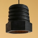 Industrial Nut Shape Pendant Light Resin One Light Black Hanging Light for Restaurant Hallway