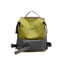 Fashion Color Block Metal Letter Embellishment Portable Nylon Casual Backpack 30*24*12 CM