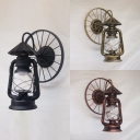 Cafe Kerosene Sconce Light with Wheel Glass 1 Light Vintage Wall Lamp in Antique Copper/Black/Heritage Brass