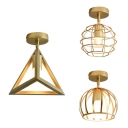 180°Rotatable Flush Mount Light Traditional Metal Ceiling Light in Gold for Hallway Bathroom