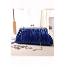 Chic Plain Ruffle Embellishment Crossbody Clutch Bag with Chain Strap 25*13 CM