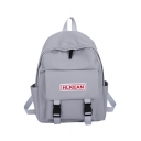 Unisex Trendy Letter Printed Double Buckle Travel Bag School Backpack 28*13*40 CM