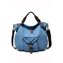 Designer Plain Flat Pocket Front Large Capacity Portable Travel Shoulder Handbag 43*13*36 CM