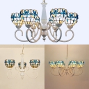 Tiffany Style Floral Chandelier Shell 3/6/8 Lights Beige Suspension Light for Bedroom Bathroom