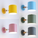 Metal Cylinder Rotatable Wall Sconce l Light Contemporary Macaron Color Sconce Light for Adult Kids Bedroom
