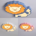 Acrylic Lion LED Flush Light Lovely Blue/Pink/White Ceiling Light in Warm/White for Kindergarten