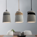 Vintage Bucket Shape Hanging Light 1 Light Cement Ceiling Lamp in Gray for Restaurant Cafe