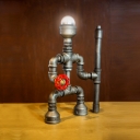 Metal Knight Robot Desk Light Child Bedroom 1 Light Industrial Table Lamp in Silver