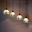 4 Lights Lodge Pendant Light with Deer Pattern Tiffany Rustic Stylish Glass Island Light for Bar