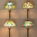 Hotel Cow/Flower Floor Lamp Stained Glass One Light Tiffany Rustic Floor Lamp with Pull Chain