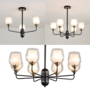 Metal Glass Bud Pendant Lamp 3/6/8 Lights Traditional Suspension Light in Black for Study Room