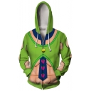 3D Strawberry Pattern Comic Cosplay Costume Long Sleeve Zip Up Sport Green Hoodie