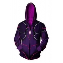 New Trendy Cool Comic Cosplay Costume Long Sleeve Zip Up Sport Casual Purple Hoodie