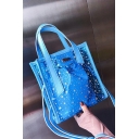 Fashion Stats Starry Sky Printed Transparent Shoulder Tote Bag 21*20*8 CM