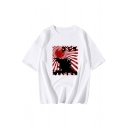 King of the Monsters Popular Round Neck Short Sleeve Loose Fit White Tee
