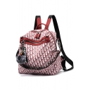 Trendy Printed Zipper Ribbon Plush Ball Embellishment Shoulder Bag Backpack