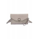 Stylish Solid Color Metal Ring Embellishment Evening Clutch Bag Envelope Bag with Strap 26*3*15.5 CM