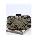 Fashion Classic Floral Embroidery Pattern Black Evening Clutch Bag 20*5*12 CM