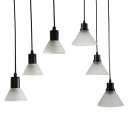 Living Room Cone Shade Hanging Light Glass 3 Lights Antique Black Round Canopy Pendant Lamp