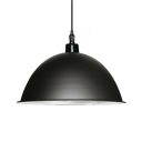 Black/White Dome Pendant Light One Light Simple Style Metal Hanging Light for Restaurant Hallway