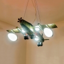 Vintage Style Plane Pendant Light Metal LED Hanging Light in Aged Brass for Child Bedroom