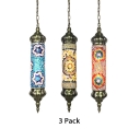 Blue/Red/Yellow Flute Pendant Light 1 Light Moroccan Glass Hanging Light for Restaurant Pack of 1/3(Random Color Delivery)