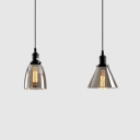 Smokey Gray Glass Bowl/Cone Pendant Light Kitchen One Light Industrial Stylish Ceiling Lamp