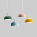 Aluminum Glass Bowl Pendant Light 1 Light Macaron Loft Hanging Light in Blue/Green/Pink/Yellow for Bedroom