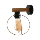 Glass Edison Bulb Wall Light with Wire Frame Dining Room 1 Light Industrial Wall Lamp in Black
