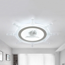 Acrylic Rudder Flush Ceiling Light Nautical Style Third Gear/Warm/White LED Ceiling Lamp for Boys Bedroom