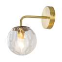 Dimple Glass Globe Wall Sconce 1 Light Modern Stylish Wall Lamp in Brass for Living Room