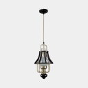 Tapered Shade Suspension Light 1 Light Glass Antique Style Pendant Lamp in Black for Cafe
