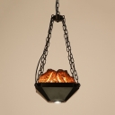 Creative Hot Pot Pendant Light One Light Metal Resin Ceiling Lamp in Matte Black for Bar