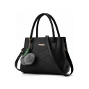 Women's Elegant Solid Color Plush Ball Embellishment Shoulder Handbag 28*13*21 CM