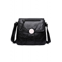 New Fashion Solid Color Zipper Black PU Leather Shoulder Bag Crossbody Bag for Women 24*22*6 CM