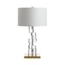 Bedside Table Drum Table Light Clear Crystal 1 Light Modern Style White Reading Light