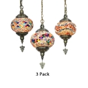 Pack of 1/3 Lantern Pendant Light Moroccan 1 Light Stained Glass Ceiling Pendant for Shop(not Specified We will be Random Shipments)