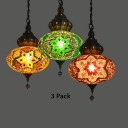 1 Light Oval Shade Pendant Light Moroccan Glass Ceiling Light in Coffee/Green/Gold for Bedroom Pack of 1/3(Random Color Delivery)