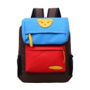 Large Capacity Cartoon Bear Patched Colorblock Nylon School Bag Backpack 24*9*32 CM