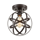 Black Sphere Ceiling Mount Light Single Head Industrial Iron Ceiling Fixture for Cloth Shop